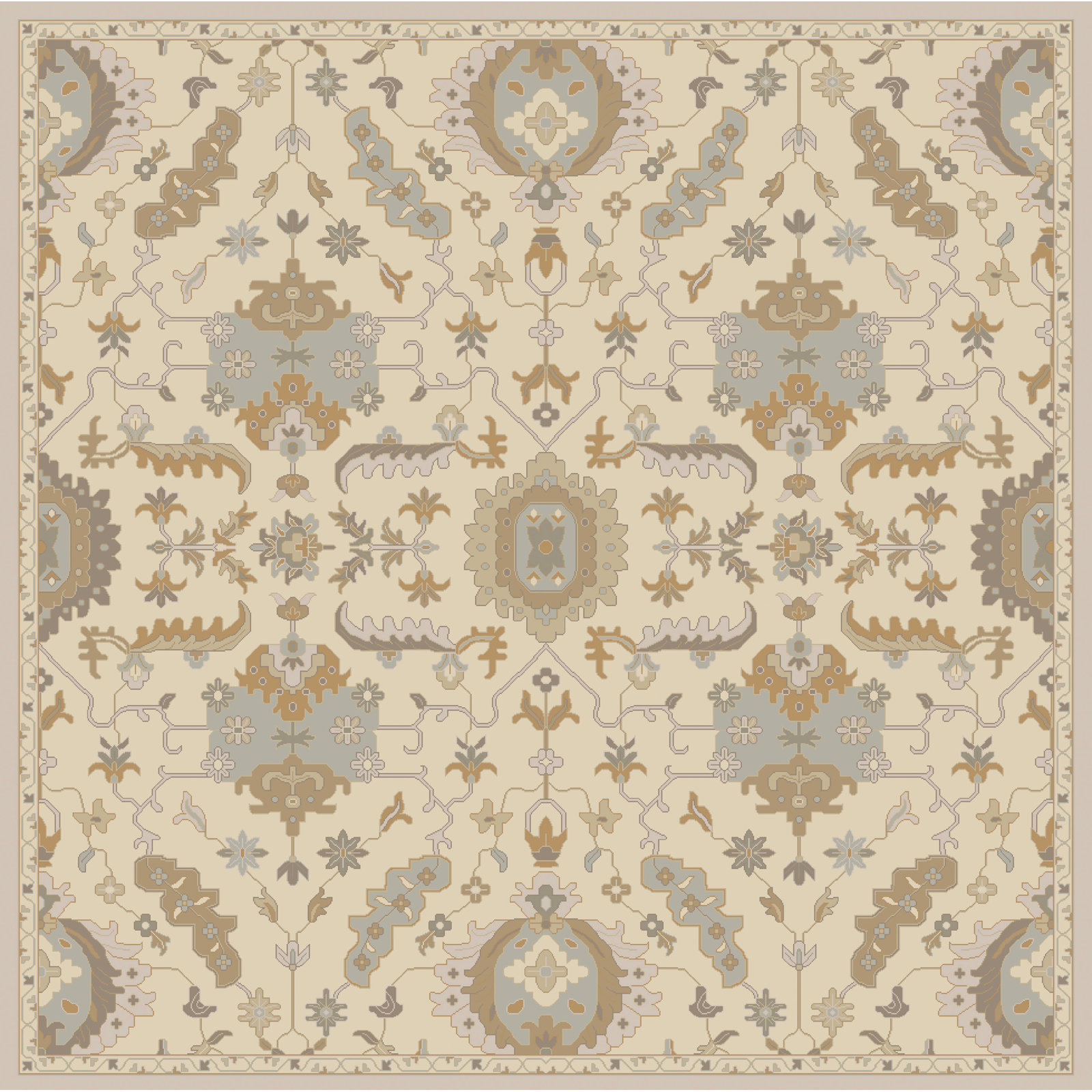 Arden Multi Hand-Tufted Wool Floral Rug, Square 9'9"