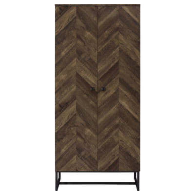 Gunderson Rustic Oak and Gunmetal 8-Shelf Accent Cabinet
