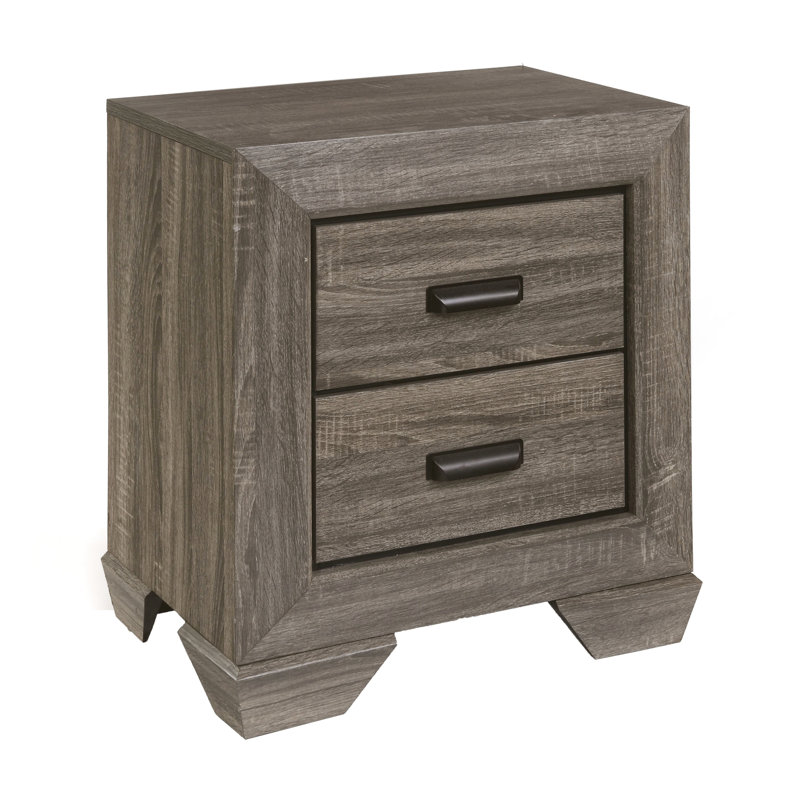 Table de chevet rustique à grain vieilli gris pour chambre à coucher - fonctionnelle et attrayante 2 po