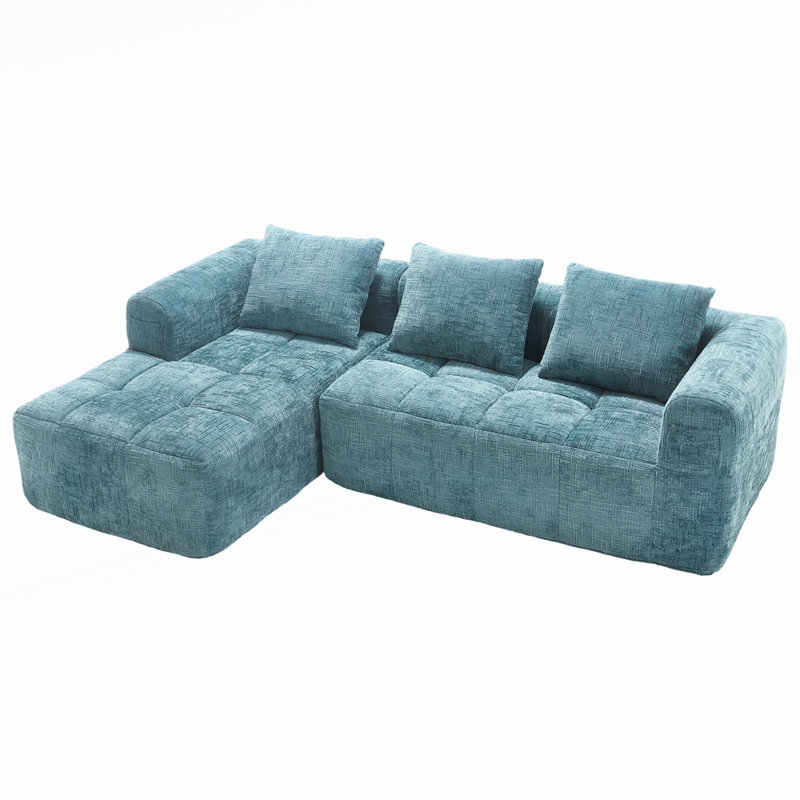 Canapé modulaire 2 pièces sans cadre, Bleu menthe