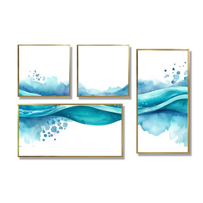 Coastal Parallel Streams Waves I - Art mural abstrait 4 pièces