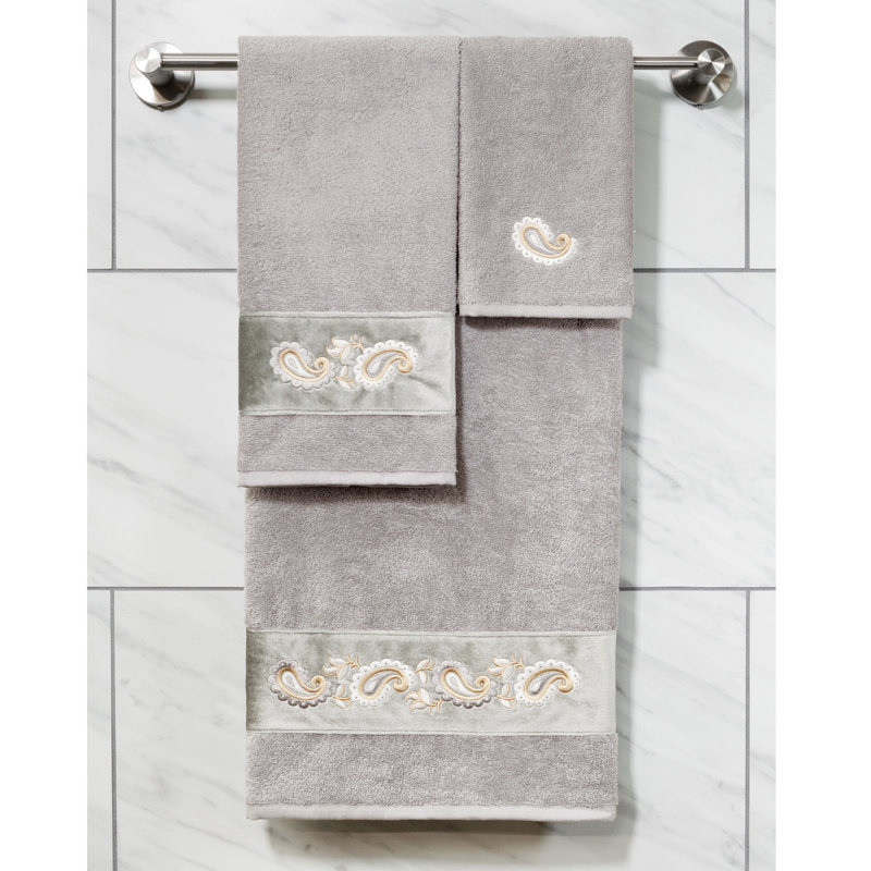  3 Piece 100% Turkish Cotton Towel Set, Light Gray