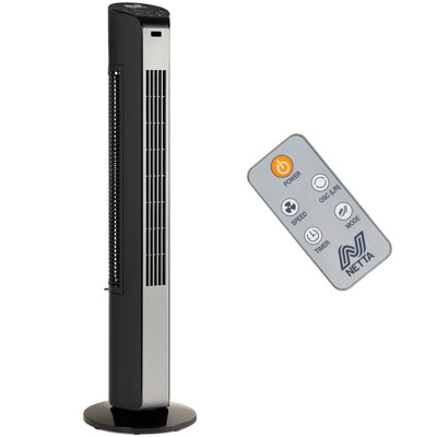 NETTA 32 Inch Tower Fan with Remote Control -  3 Speed Settings, 8 Hours Timer, Oscillating