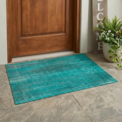 Tapis extérieur lavable antidérapant 3 pi x 5 pi bleu sarcelle