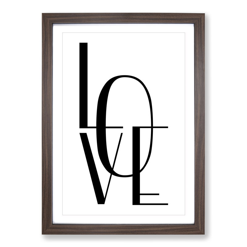 Love - Picture Frame Typography, 65cm H x 48cm W x 2cm D, Walnut Framed