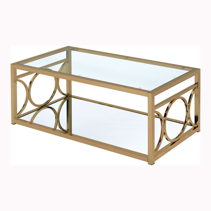 Hampshire Floor Shelf Coffee Table with Storage, Champagne