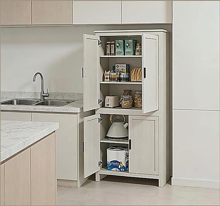 Armoire de rangement autoportante, garde-manger, Blanc