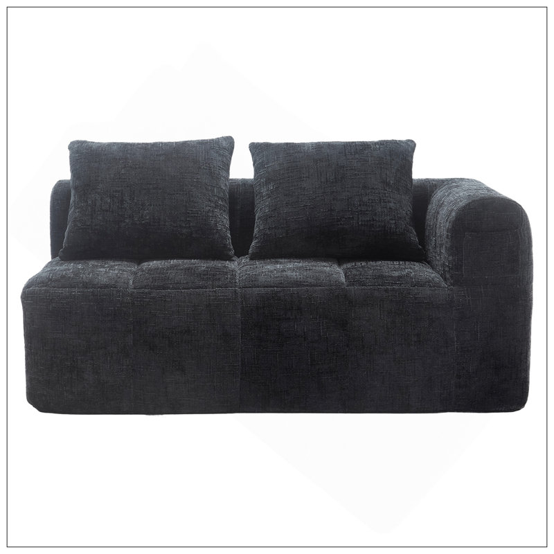 Canapé en chenille, canapé modulaire minimaliste pour salon, chambre à coucher et salon d'appartement, Noir