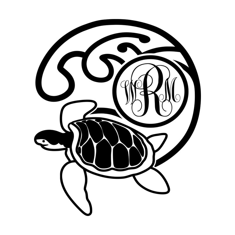 Décalcomanie murale chambre monogramme tortue, Noir, Oui