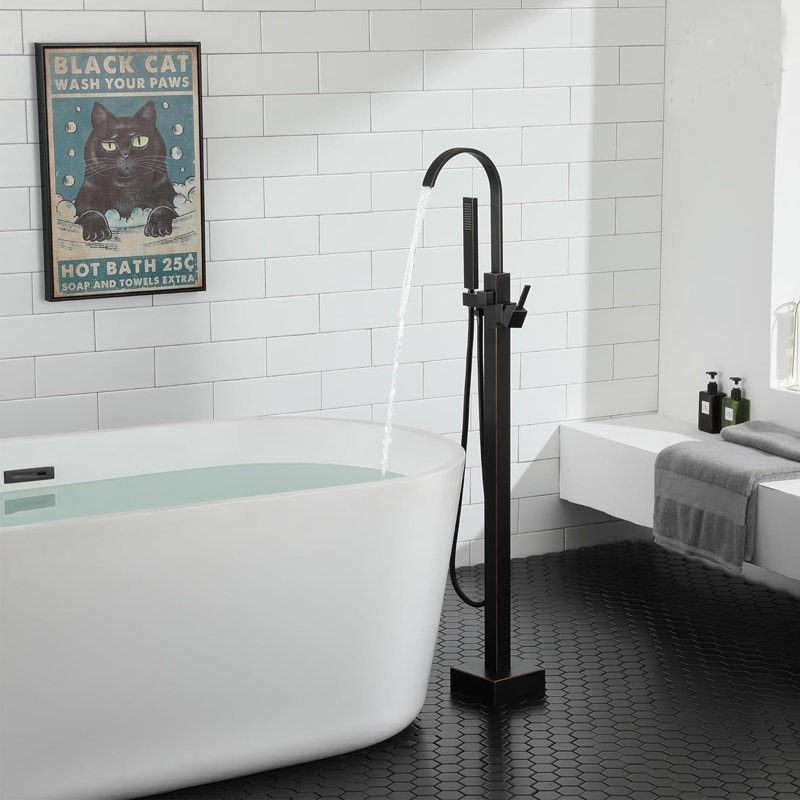 Single Handle Floor Mounted Tub Faucet, Oil Rubbed Bronze