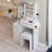29.2" Small Size Left Bedside Cabinet Vanity Table, Cushioned Stool and Power Station-113847139