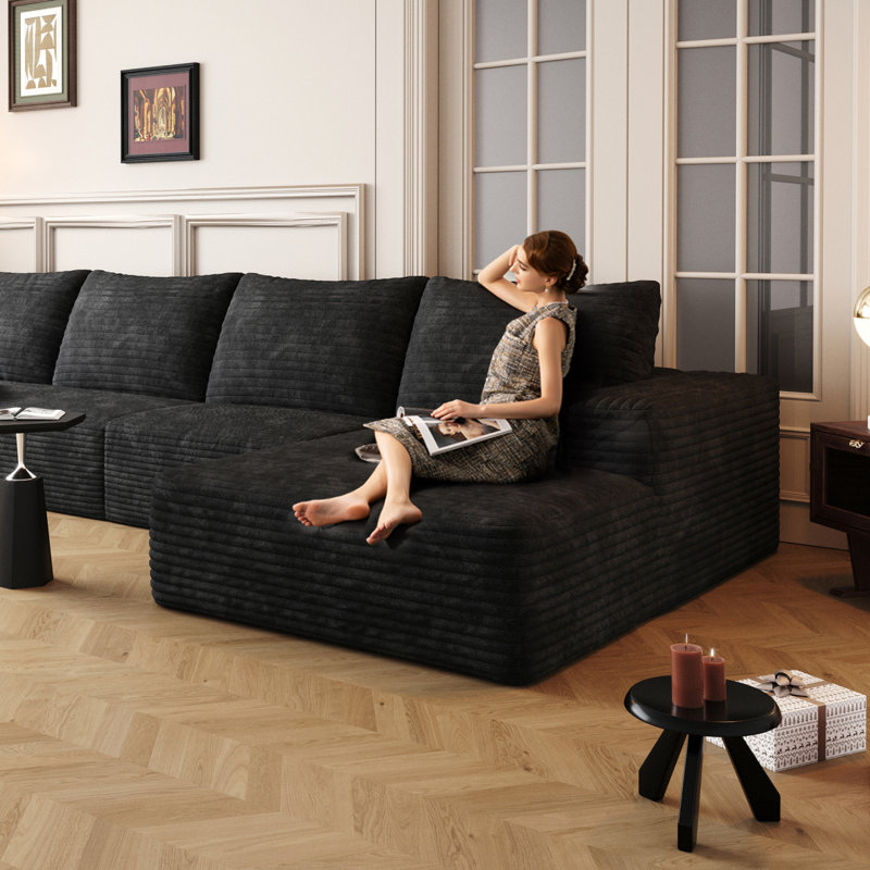 Boneless Cloud Sectional Couch With L-Shape Chaise,Modern Modular Sofa With Deep Seat, Upholstered Couches For Living Room Bedroom,No Assembly Required