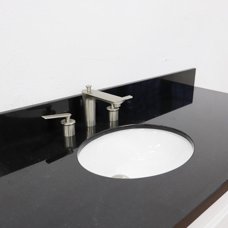 Abdirahiim 61'' Single Bathroom Vanity with Granite Top, Black Galaxy