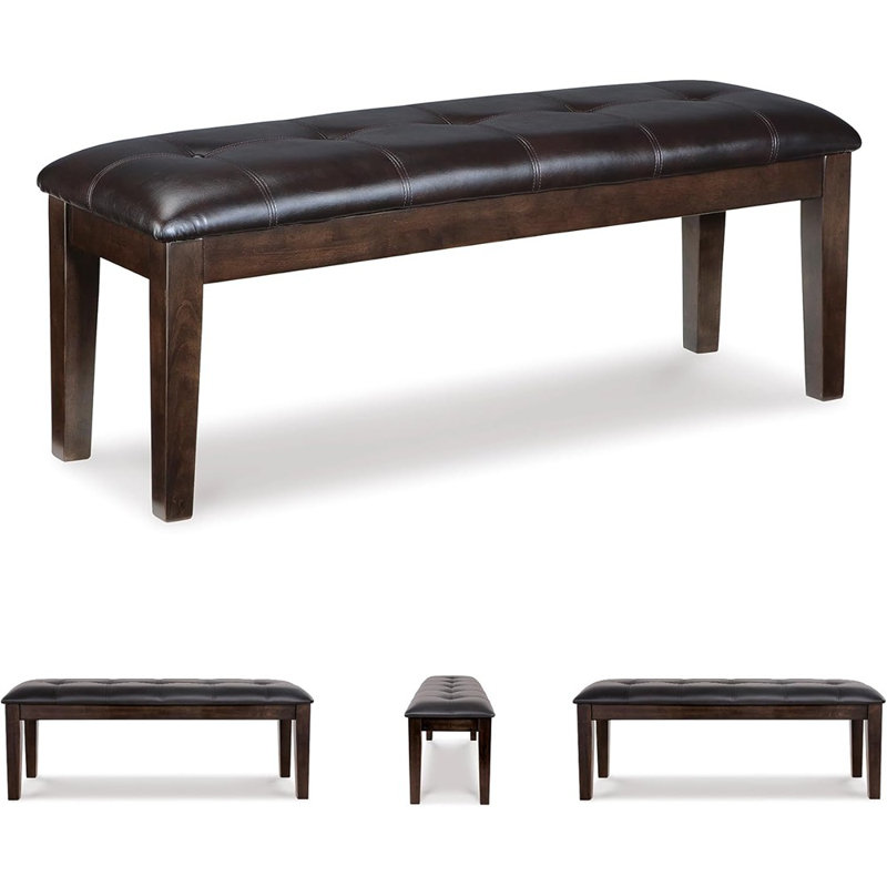 Traditional Upholstered Dining Room Bench, Dark Brown