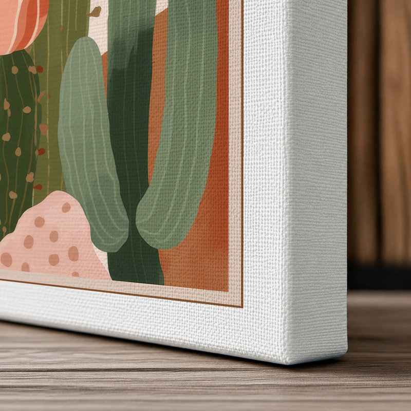 Cacti in Bloom Botanical - Wrapped Canvas, 36x24 - 91.4 x 61.0 cm, White Border