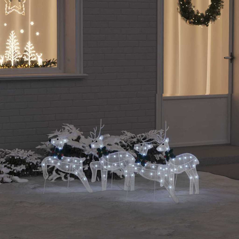 vidaXL LED Reindeers Fabric, White