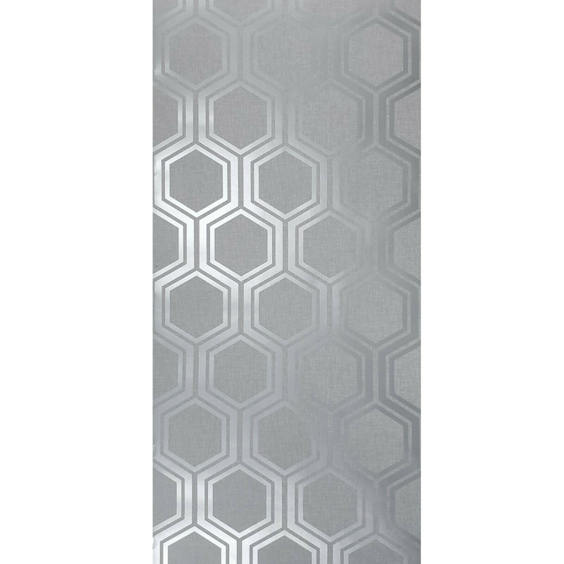 Rouleau de papier peint géométrique hexagonal gris cendré argent texturé métallique
