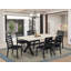 Ensemble de table de cuisine 7 pièces composé d'une table en bois avec plateau et de 6 chaises empilables avec tissu en polyester noir - noir brossé-883321766