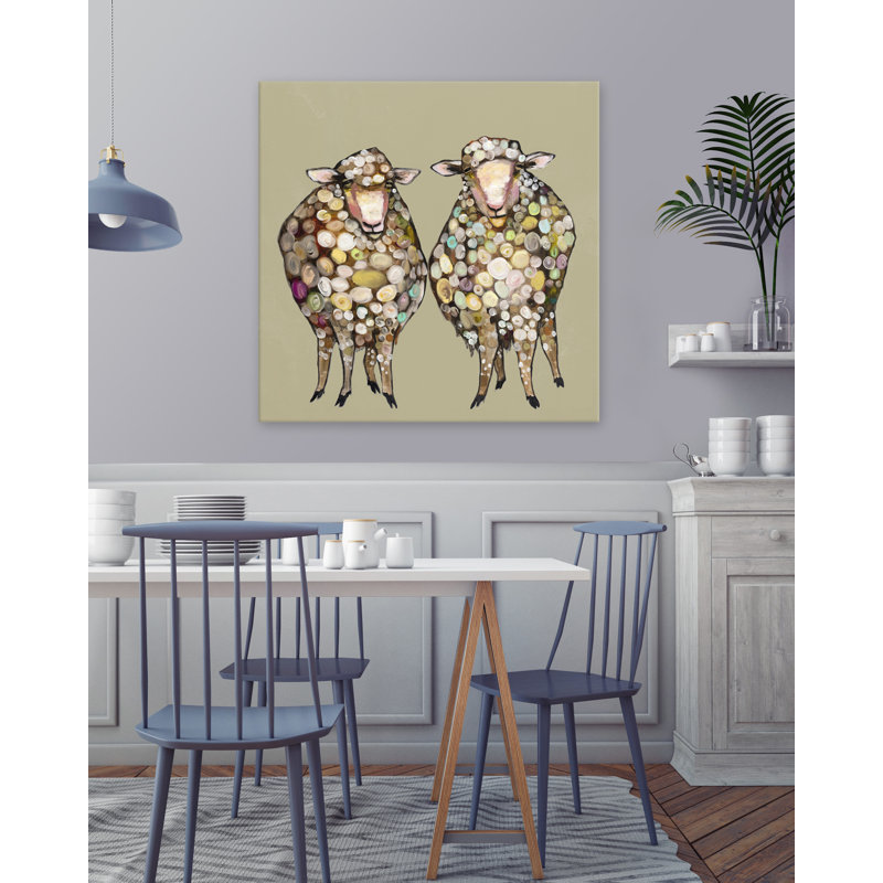 «2 Woolly Sheep» par Eli Halpin, reproduction sur toile, H 30 po x l 30 po