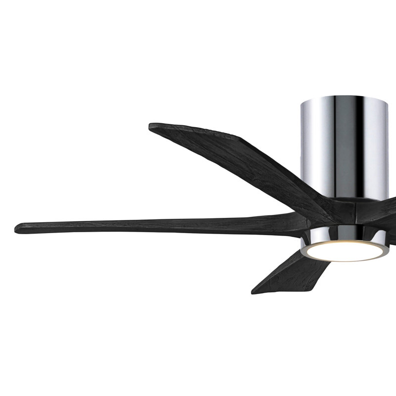 Irene Flushmount Light Kit 5 Blade LED Ceiling Fan, Polished Chrome, Matte Black, 52"