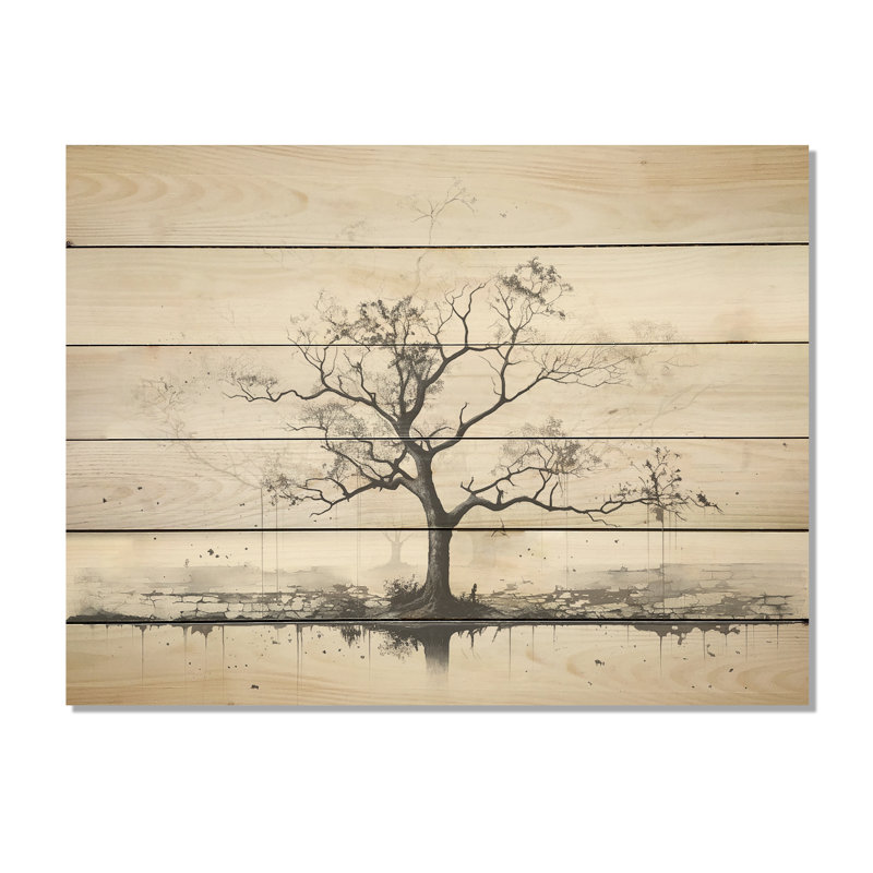 Minimalisme Baobab I - arbre Baobab, art sur bois de pin naturel, H 30 po x l 40 po
