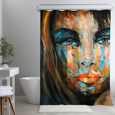 Shower Curtain FI41 – Polyester Shower Curtain, Dye Sublimation Print, 71" W × 74" L