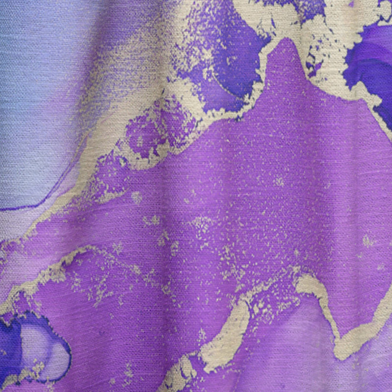 Bleu et mauve, art abstrait fluide de luxe - rideau en velours moderne - obscurcissant - 1 panneau, L 52 po x L 120 po