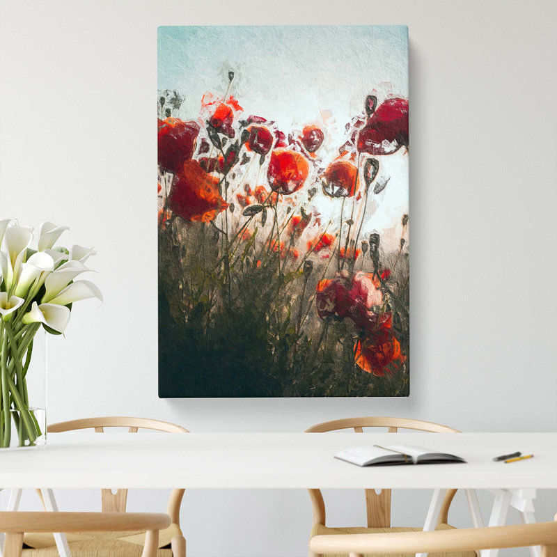 Poppy Flowers In Abstract - Wrapped Canvas, 76cm H x 50cm W x 3cm D