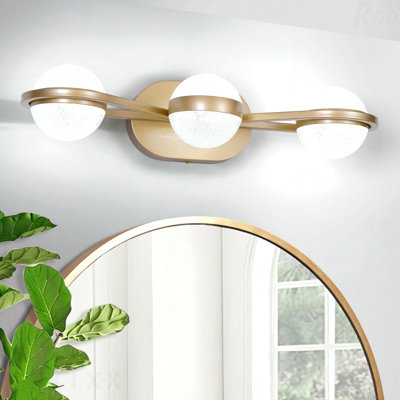Éclairage pour meuble-lavabo de salle de bain - DEL 3 lumières, abat-jour en acrylique sable cristal, conception décorative murale
