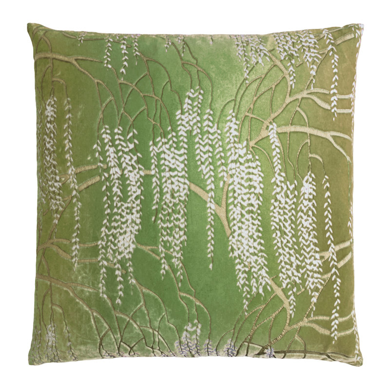 Metallic Square Velvet Pillow Cover & Insert, 18" x 18", Grass