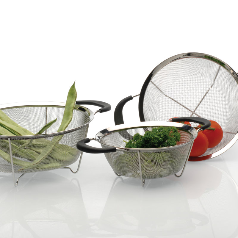 10" Stainless Steel Round Mesh Colander with TPR Handles