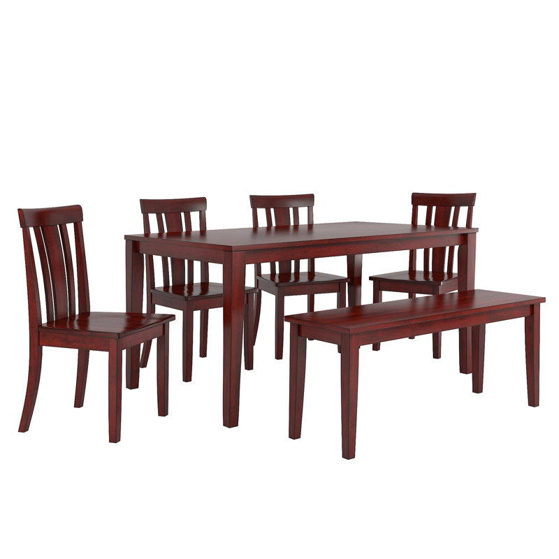 Alexa-Mae 6 - Person Solid Wood Top Four Leg Dining Set, Antique Berry