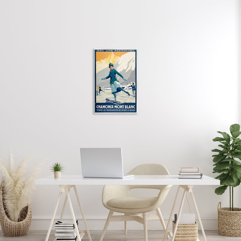 Publicité rétro sur plaque de patinage sur glace, design par Marcus Jules, H 19 po x l 13 po