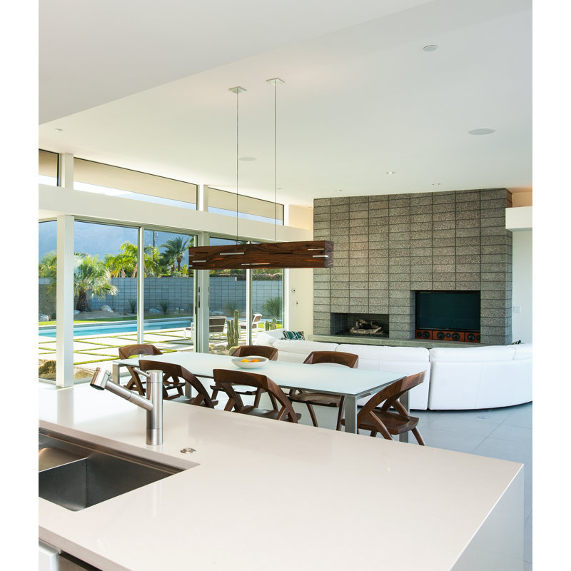 Aeris Linear LED Pendant - 2700K, Brushed Aluminum, Dark Stained Walnut, 7.5" H x 54" W x 5" D