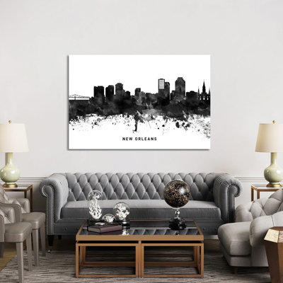 New Orleans Skyline Black & White - Wrapped Canvas Print