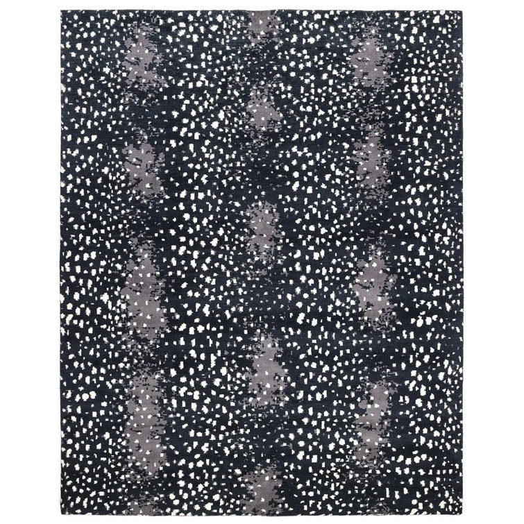 Buchannan Animal Print Hand-Knotted Area Rug in Black/White/Gray