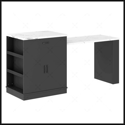 Extendable Island Console With Drawers, Double-Door Cabinet, And Open Shelving For Multi-Functional Kitchen Use