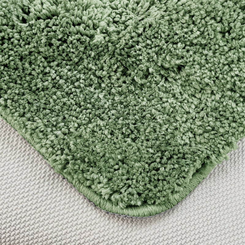 Chenille Soft High Density Anti Slip Linear Bath Mat Set, Green