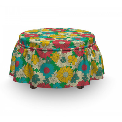 Housse pour repose-pieds fleurs art