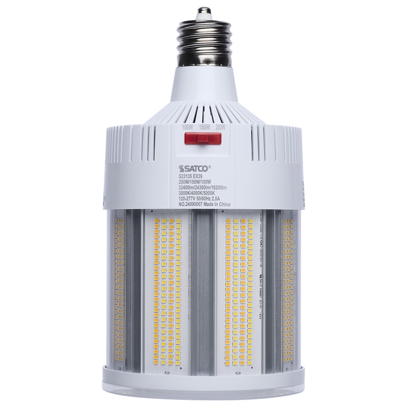 Field Selectable LED Corncob Mogul Extended Base 120-277 Ranged Voltage 600 Watt HID Replacement, 5.6", 200, 33380 Lumens 