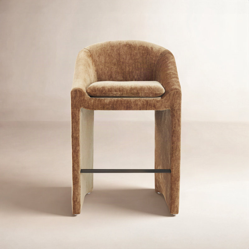 Kagan Chenille Counter Stool, Bar Stool (30.7" Seat Height), Amber