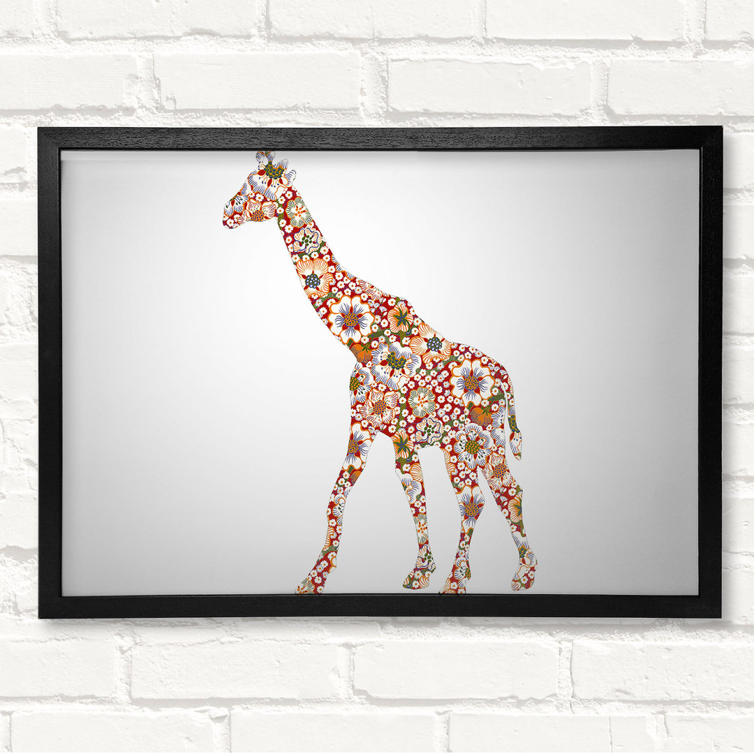 Blume Giraffe Gerahmter Druck