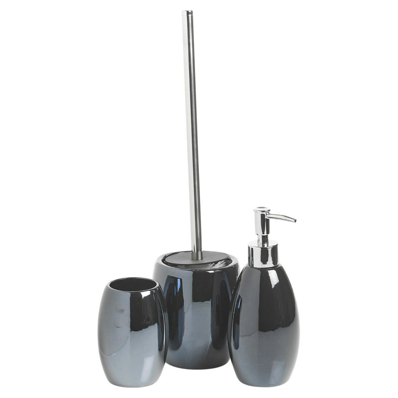 Hovey Ceramic / Porcelain Bathroom Accessory Set, Black