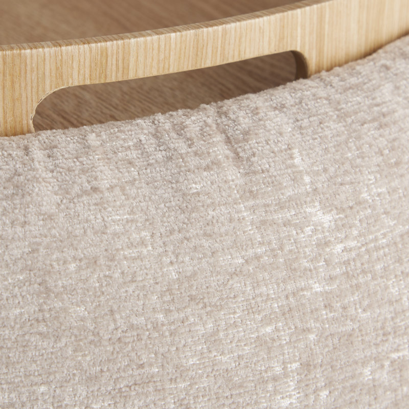 Alvena Fabric Pouf Ottoman with Tray Top, Light Brown