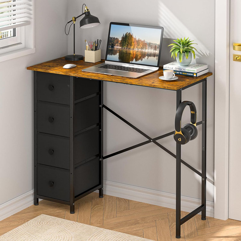 Small Computer Desk, Brown/Black