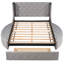 Grand lit avec rangement en velours rembourré, tête de lit à oreilles, 1 grand tiroir et 2 sièges de rangement latéraux et tabourets-1066995051