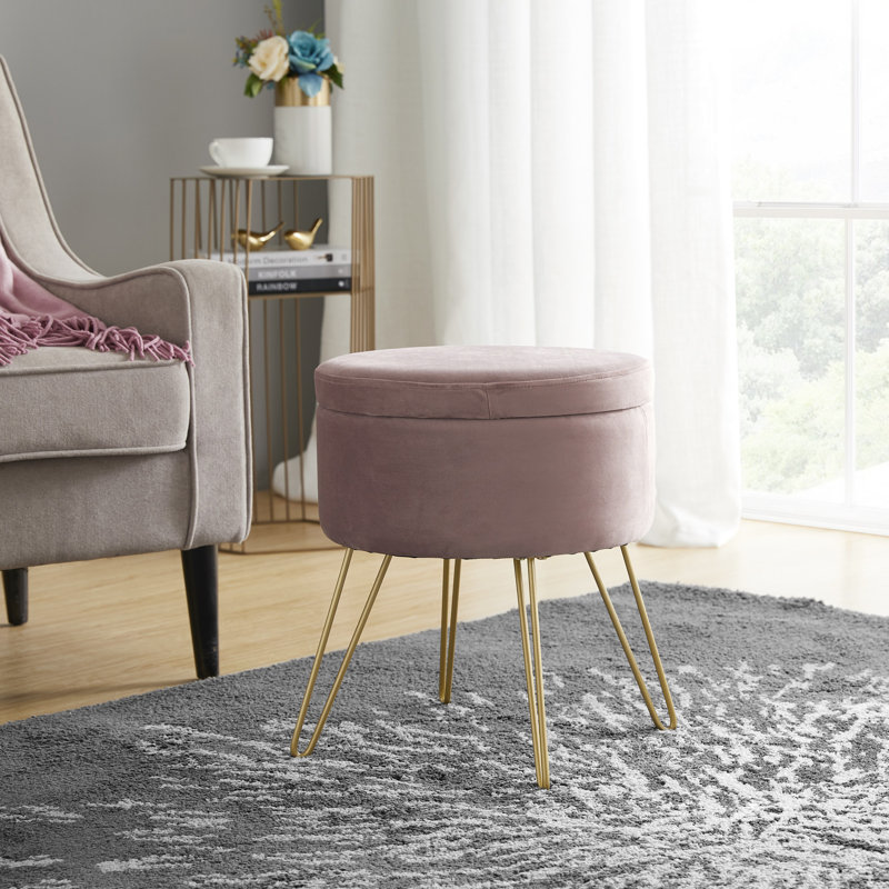 Wolfeboro Velvet Ottoman, Blush