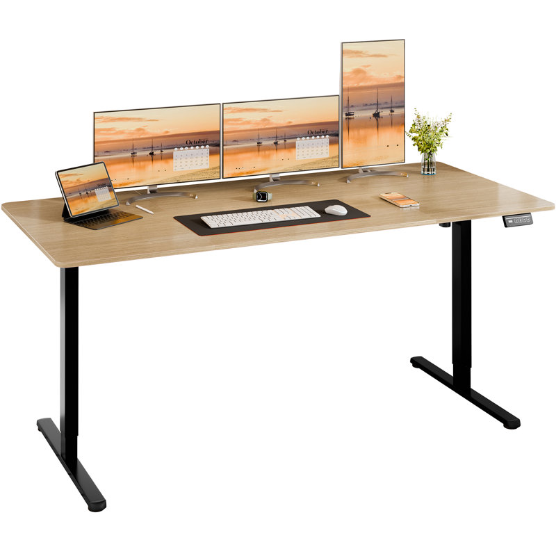 Electric Adjustable Height Standing Desk, 46.5" H x 70.9" W x 31.5" D, Natural / Black