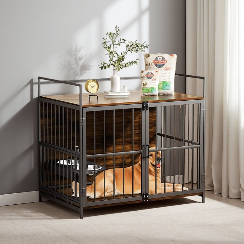 Cage pour chien de style cage pour meubles pour grands chiens d'intérieur robuste 41 po, Brun