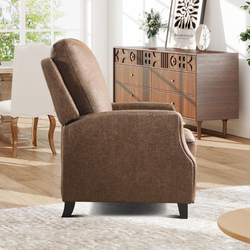 Fauteuil inclinable classique à garniture cloutée 31,1 po de largeur avec garniture cloutée (ensemble de 2), Brun